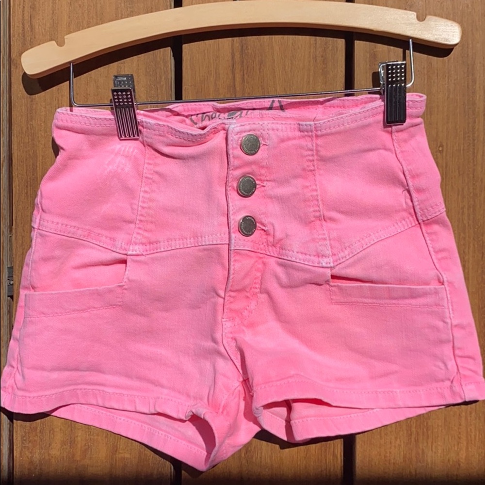 Pink high rise girls jean shorts
